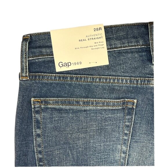 Gap 1969 Womens Real Straight Distressed Blue Jeans Size 28R - Picture 3 of 3